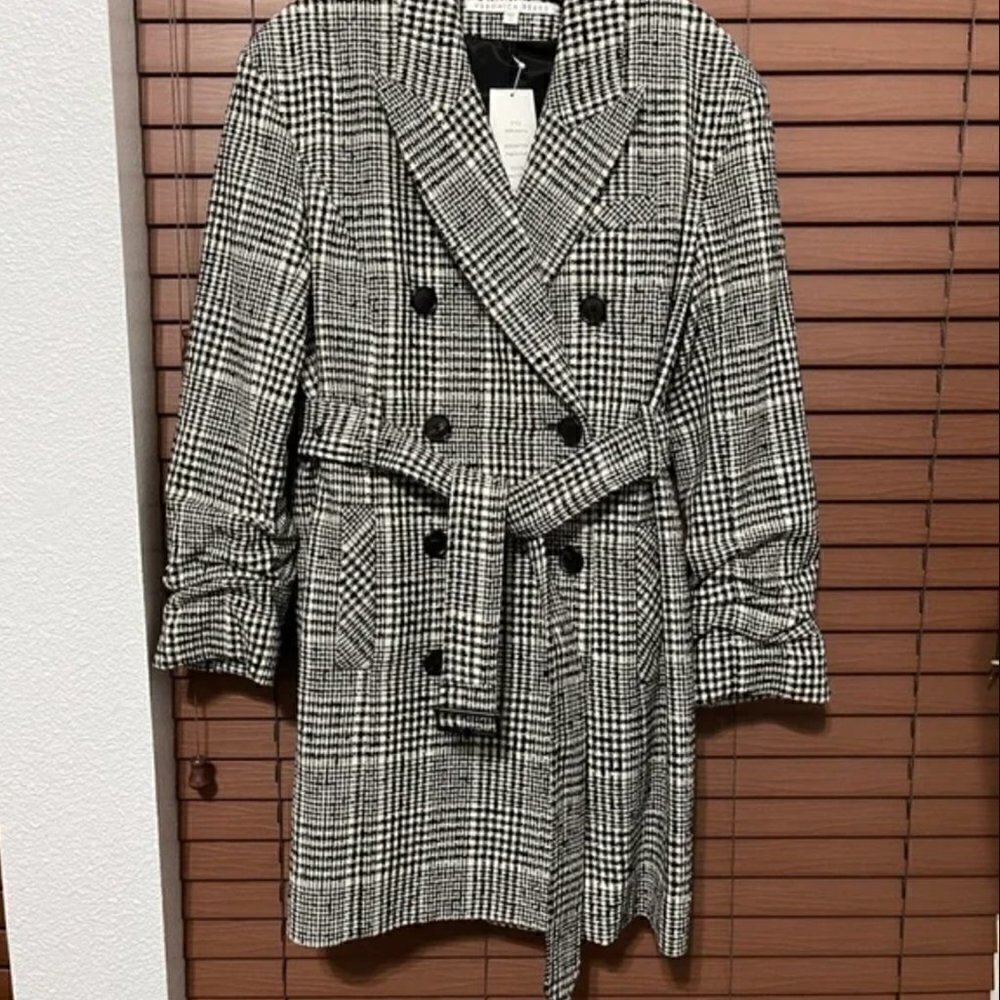 NWT Veronica Beard Augusta Double-Breasted Checked Belted Coat Dress Size 10 - Picture 6 of 14